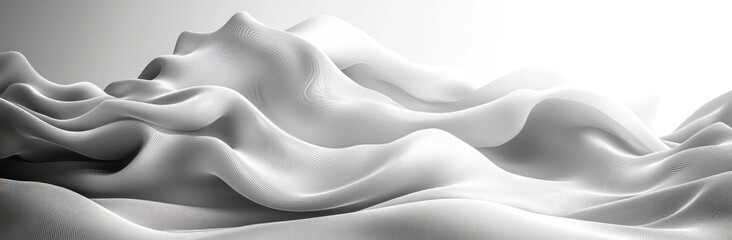 Wall Mural - abstract flowing white waves with a smooth, textured surface creating a fluid, dynamic motion effect