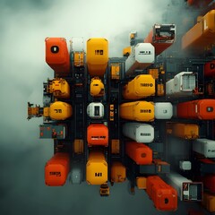 Fototapete - Towering cutting edge cargo container carriers showcasing innovative hull structures and intelligent robotic cargo handling propelling the future of international trade and transportation