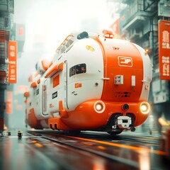 Fototapete - Majestic state of the art cargo container ships featuring sleek aerodynamic designs and cutting edge automation systems ushering in a new era of efficient global logistics