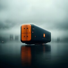 Fototapete - Massive precision engineered futuristic cargo freighters with advanced propulsion systems and automated logistics facilitating a networked global supply chain