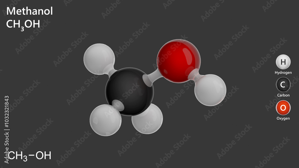 Illustration Stock Methanol (CH4O) is the simplest alcohol, commonly ...