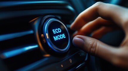 Button eco mode in car, save energy	
