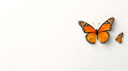 Leinwandbilder - Enchanting Halloween inspired Monarch Butterfly Watercolor Painting with Intricate Orange and Black Wing Patterns Isolated on a Light Background with Subtle Spooky Vibes