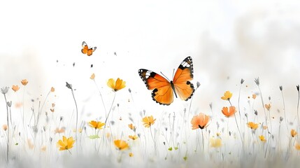 Leinwandbilder - Enchanting watercolor of a monarch butterfly with rich autumn tones and whimsical Halloween elements featuring open wings against a soft atmospheric background