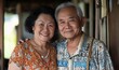 © James - Portrait Asian old couple Smile and show love to each other isolated background, Generative AI