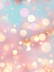 Wall Mural - soft pastel bokeh lights in pink, gold, and peach hues on a gradient background. abstract dreamy des