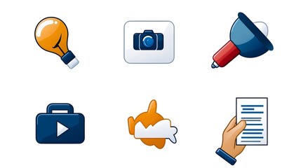 Poster - Minimalist icon set depicting various digital marketing concepts and strategies including advertising campaign influence online video and public outreach
