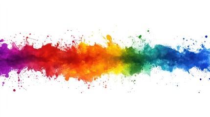 Wall Mural - abstract rainbow paint splatter on a white background.