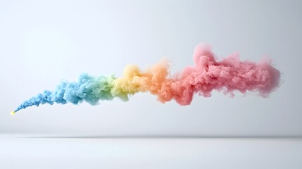 Poster - Mesmerizing abstract image featuring a vibrant swirling smoke plume in soft gradients that fades elegantly