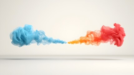 Aufkleber - Mesmerizing abstract image of an elegantly swirling and fading colorful smoke plume set against a soft gradient background with a transparent overlay effect