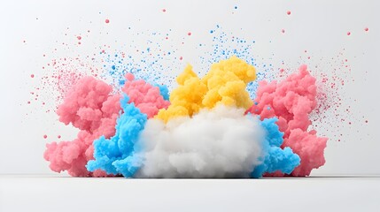 Leinwandbilder - Gracefully spreading smoke plume in vivid colors on a transparent background with soft edges for a seamless overlay effect