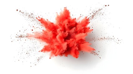 Aufkleber - Dramatic and visually striking explosion of rich vibrant chocolate colored powder dispersing in all directions against a clean white background