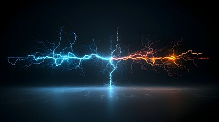 Fototapete - Multicolored electrical sparks glowing and branching out in sharp lightning like forms isolated on a transparent background for high energy futuristic visuals