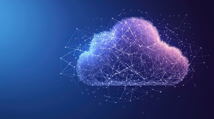 A digital representation of a cloud, composed of interconnected dots and lines, symbolizing data storage and connectivity in a modern, abstract design.
