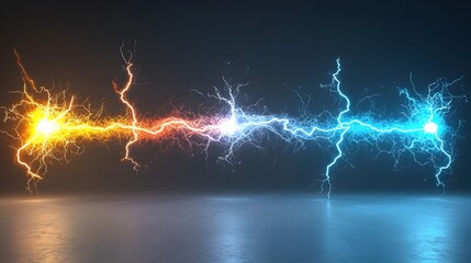 Fototapete - Vibrant multicolored lightning bolts surging with powerful dynamic energy isolated on a transparent background creating an intense futuristic and atmospheric visual for digital designs