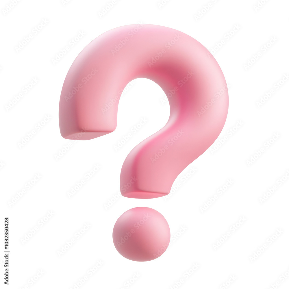 pink question mark 3d render icon isolated on transparent background ...
