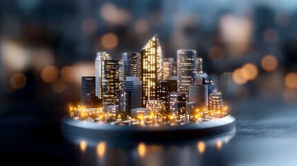 Aufkleber - Cutting edge metropolis with abstract dot matrix and intricately woven gradient line linkages illustrating futuristic smart city concepts modern holographic projections glowing interfaces