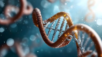 Aufkleber - Mesmerizing Spiral DNA Helix   Ethereal Molecular Chains in Dynamic Futuristic Digital Art  Captivating abstract visualization of the intricate beauty and complexity of genetic structures