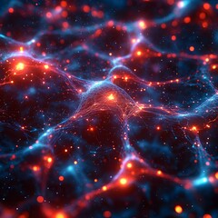 Poster - Captivating Futuristic Neural Network with Glowing Luminous Filaments and Dynamic Energy Flow  Complex Geometric Patterns Dreamlike Abstraction and Aesthetic Conveying Creativity