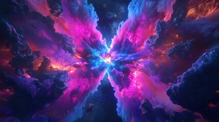 Poster - Cosmic Burst of Colorful Swirling Clouds in Space
