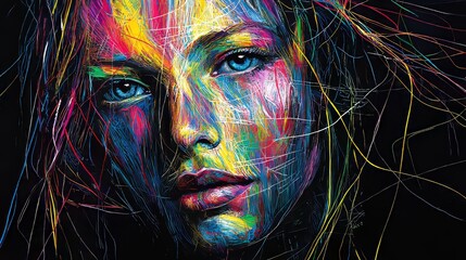 Vibrant Abstract Portrait. Colorful Expression in Contemporary Art Photography