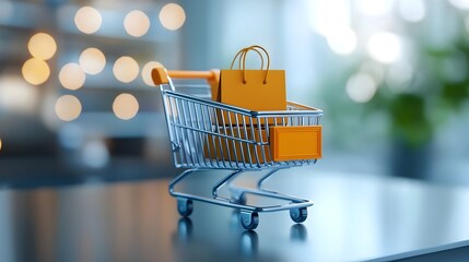 Aufkleber - Futuristic 3D render of an e commerce platform featuring an intuitive shopping cart seamless digital payment system and streamlined logistics executed in a clean