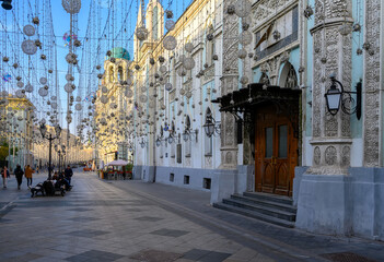 Wall Mural - nikolskaya street in moscow, russia. architecture and landmarks of moscow. cityscape of moscow