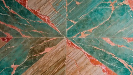 Wall Mural - Abstract pattern of green, brown, and red stone.