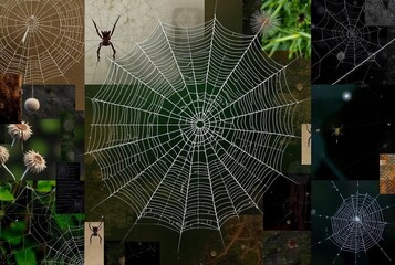 Wall Mural - _ . Cobweb Assemblage Combine different cobweb images with other