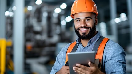 Aufkleber - Construction Engineer Inspecting Steel Structure with Safety Gear and Tablet on Construction Site
