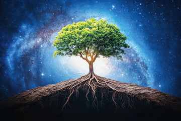 Wall Mural - A tree with its roots in the sky