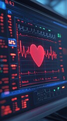 Leinwandbilder - Heart monitor displaying vital signs graph.