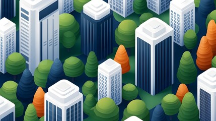Leinwandbilder - Isometric of a futuristic smart city skyline featuring skyscrapers green spaces and advanced modern technology for a sustainable efficient and interconnected urban environment