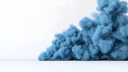 Leinwandbilder - Captivating blue smoke plume isolated on a plain white surface with cinematic lighting and digital art rendering