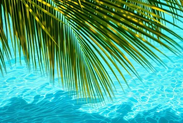 _ . Multiple exposure of palm fronds overlaid on top of tranquil