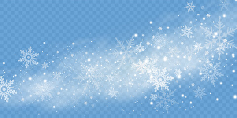 Wall Mural - simple heavy snowflakes design. wintertime speck freeze shapes. snowfall weather white blue illustra