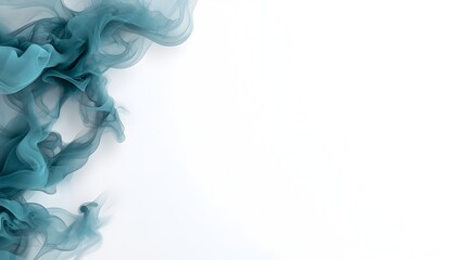 Poster - Captivating azure smoke wisp border suspended against a clean white backdrop creating a transparent ethereal and visually stunning digital This minimalist modern