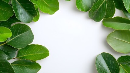 Poster - Vibrant and lush Ficus Benjamina leaves arranged in a graceful circular pattern