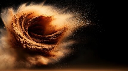 Poster - Ethereal Swirling Patterns of Powdered Coffee in Dramatic Lighting Creating a Delicate Intricate and Mesmerizing Abstract Visual