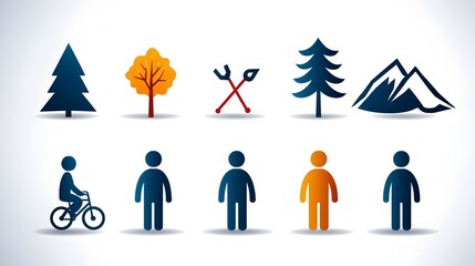 Fototapete - Icon Set Featuring Diverse People in Different Postures and Activities Designed in a Modern Two Tone Style for Wide Angle Usage in User Interface Web and Graphic Design Applications