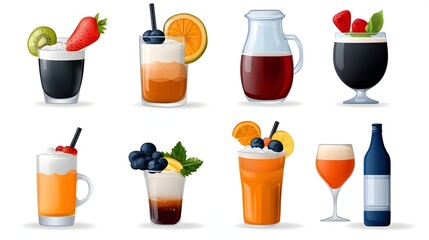 Poster - Set of simple clean icons depicting various food and beverage items along with cutlery for use in catering restaurant cafe or bar menus and branding