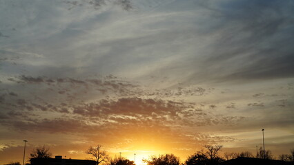 Wall Mural - the beautiful city sunset view with the blue time sky in the shopping mall parking square
