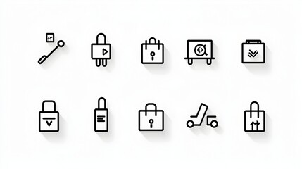 Aufkleber - Comprehensive Line Icon Set Showcasing Reception Desk Services Client Assistance and Supportive Staff Interactions in a Minimal Design
