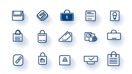 Fototapete - Minimalist Reception Desk with Cashier Customer Service and Hotel Bell Icons in Line Art Style for Business Office or Hospitality Interior Design