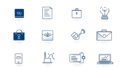 Aufkleber - of a reception desk icon set featuring a hotel bell customer service symbol and information sign in a clean minimalist line style  Ideal for representing hospitality business or office concepts