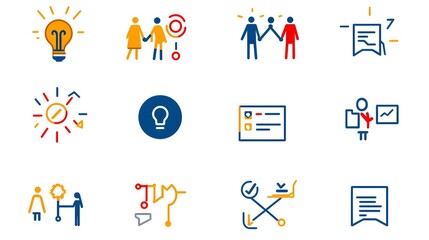 Aufkleber - Elegant thin line icons representing the concepts of business networking team building community and connection  Suitable for organizational and company use in digital and print media