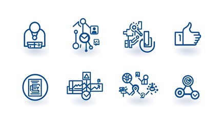 Poster - Thin Line Icon Set Featuring Clean Geometric Designs That Showcase Organizational Leadership Concepts   Perfect for Modern Corporate Branding and Design Applications