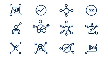 Aufkleber - A set of thin line icons featuring a clean and modern geometric design highlighting concepts of organizational leadership  These icons are perfect for corporate and business related designs