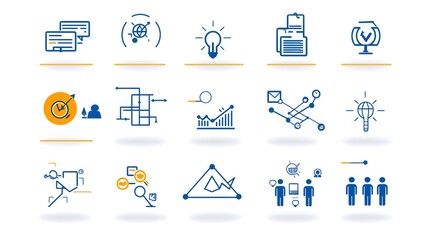 Aufkleber - Sleek and modern line icon set that visually depicts the organizational structure teamwork and leadership dynamics within a business or corporate environment