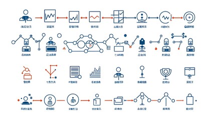 Aufkleber - Thin line icon set featuring various organizational structure leadership people groups and community elements designed for modern corporate and business